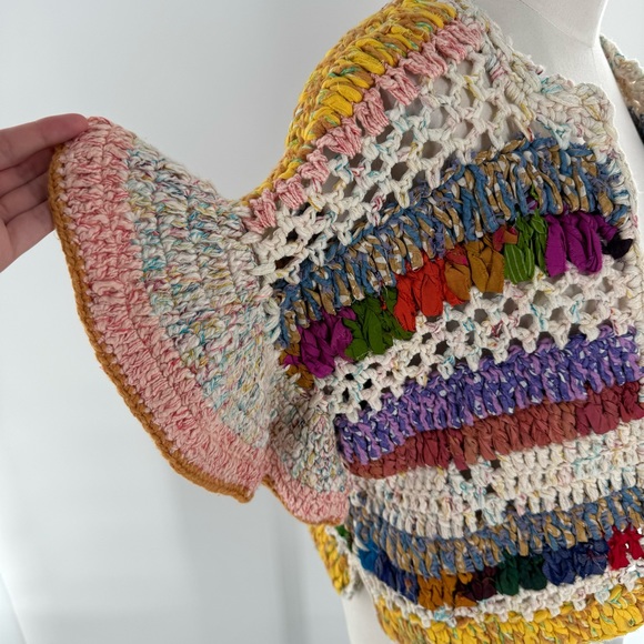 Anthropologie Mia Hand-Knit Cropped Cardigan Silk Blend Size XS/S - Picture 6 of 11